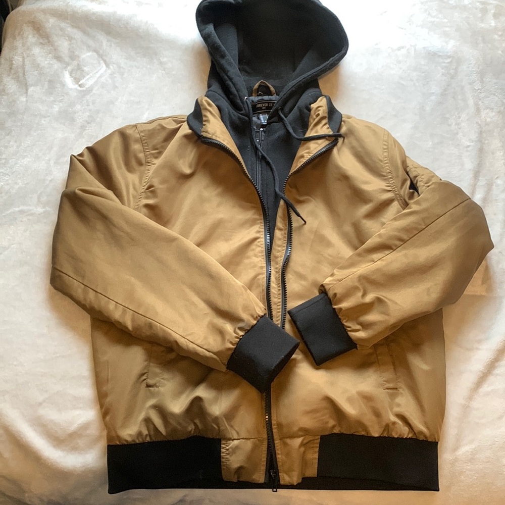 Forever 21 Men’s Hooded Bomber Jacket - Picture 1 of 4